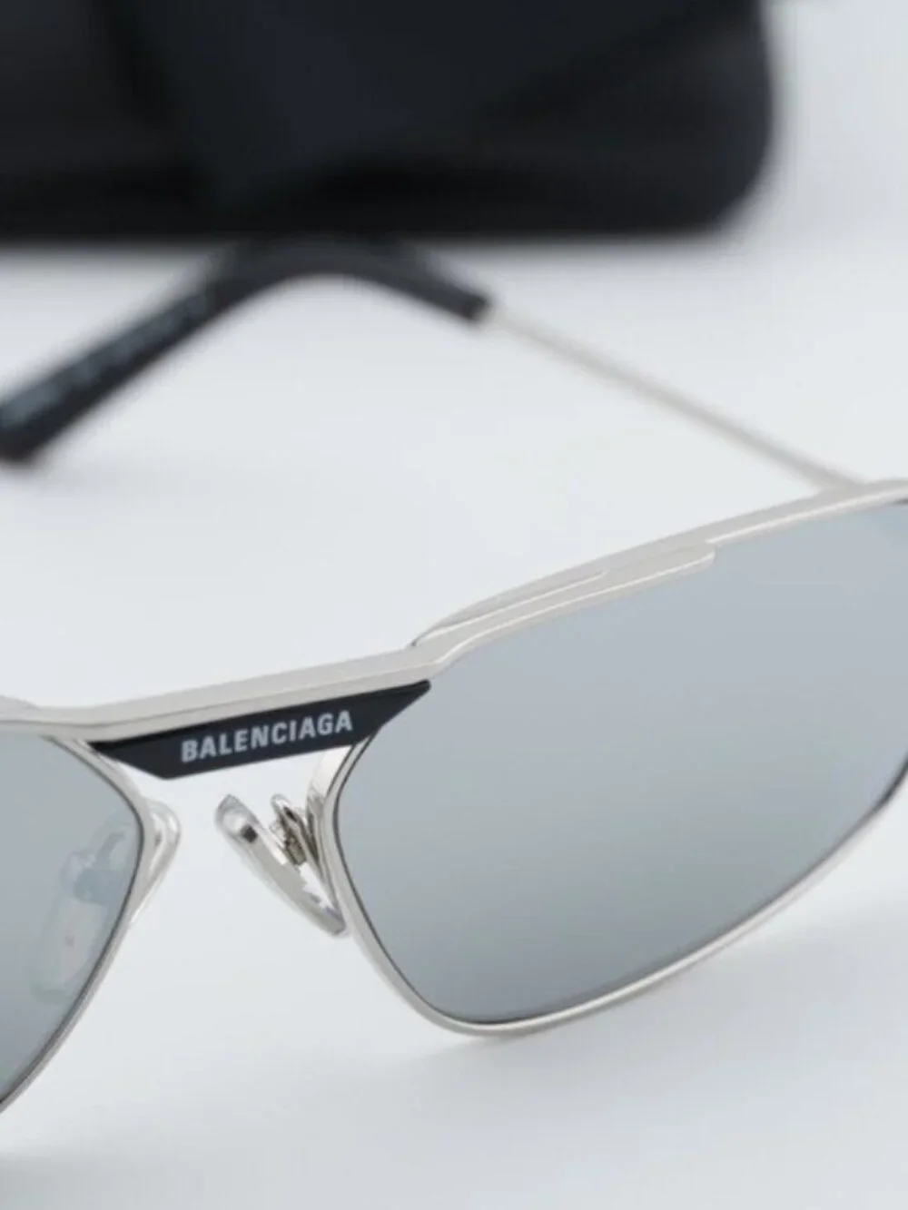 Balenciaga BB0245S 002 Unisex Geometric Sunglasses - Silver / Silver Mirror
